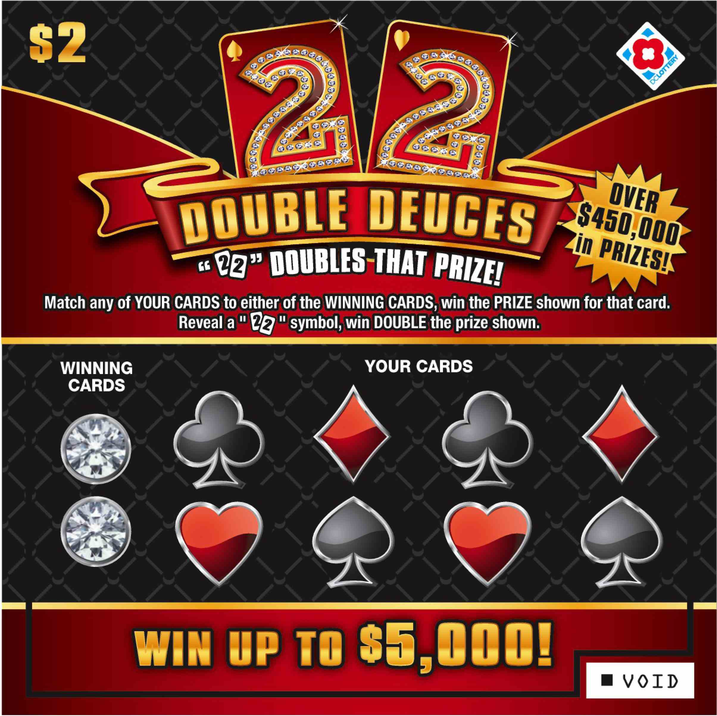 Double Deuces scratchcard - game number #1442 - front