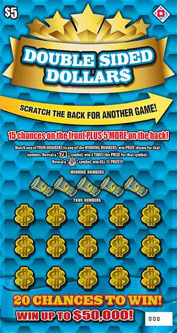 Double-Sided Dollar$ scratchcard - game number #1570 - front