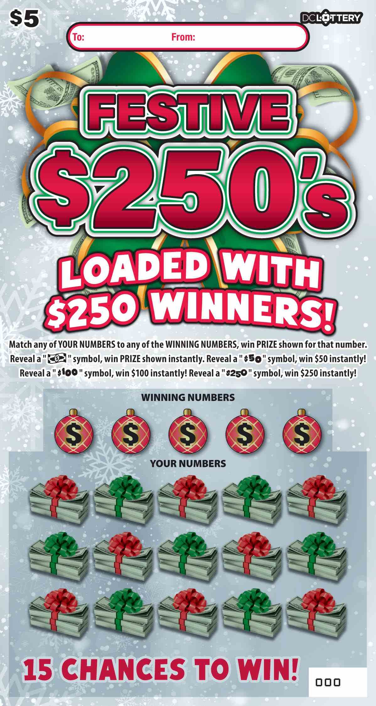 Festive $250'S scratchcard - game number #1641 - front