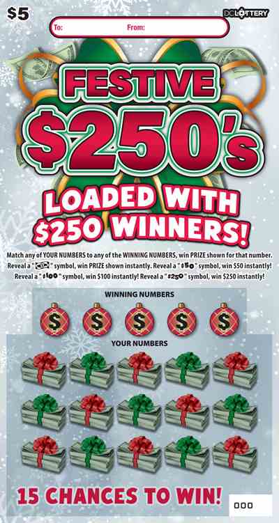 Festive $250'S scratchcard - game number #1641 - front