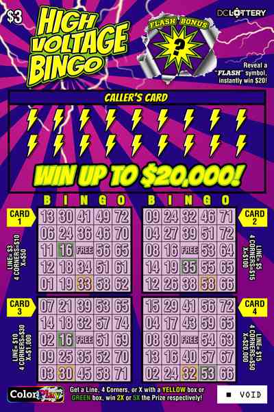 High Voltage Bingo scratchcard - game number #1624 - front