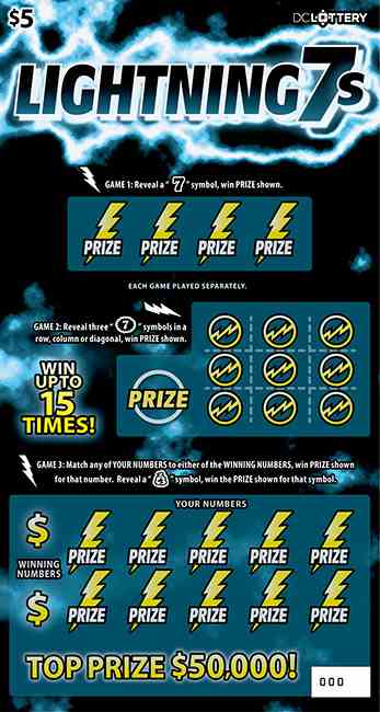Lightning 7S scratchcard - game number #1617 - front