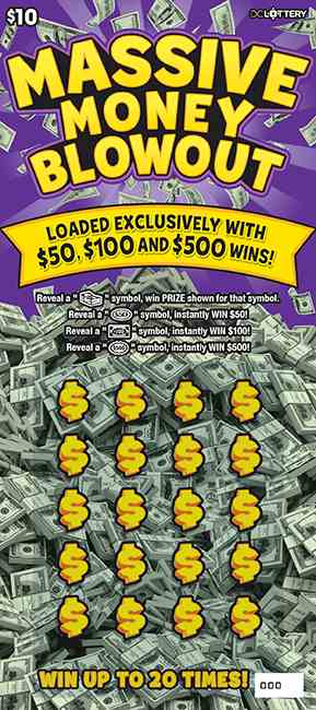Massive Money Blowout scratchcard - game number #1597 - front