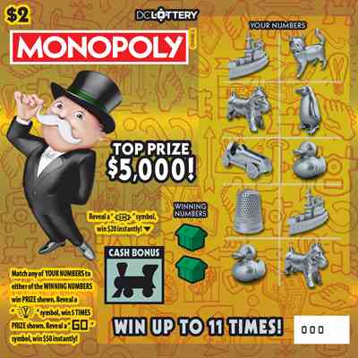 Monopoly scratchcard - game number #1599 - front