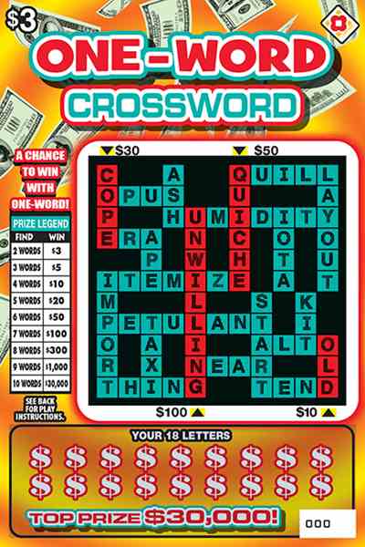 One-Word Crossword scratchcard - game number #1578 - front
