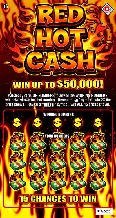 Red Hot Cash scratchcard - game number #1555 - front