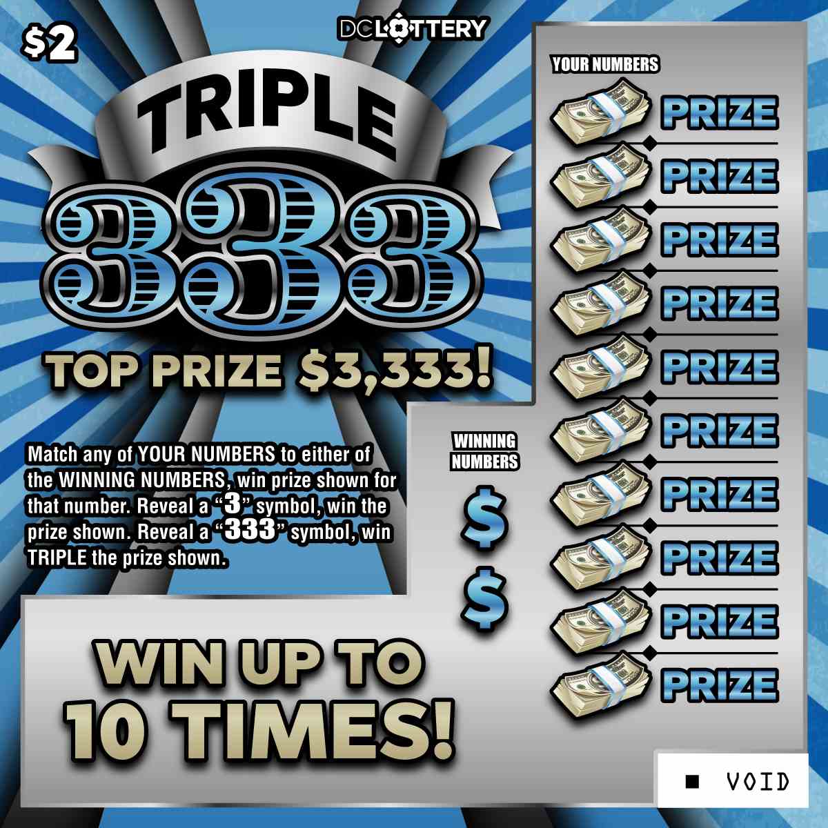 Triple 333 scratchcard - game number #1593 - front