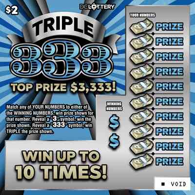 Triple 333 scratchcard - game number #1593 - front