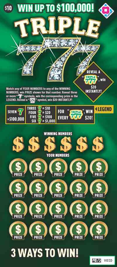 Triple 777 scratchcard - game number #1474 - front