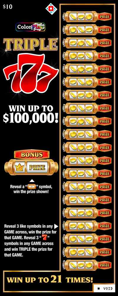 Triple 777 scratchcard - game number #1580 - front