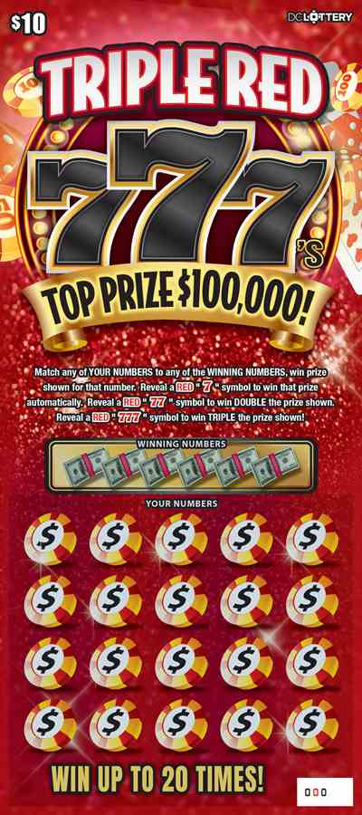 Triple Red 777'S scratchcard - game number #1638 - front