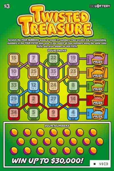 Twisted Treasure scratchcard - game number #1634 - front
