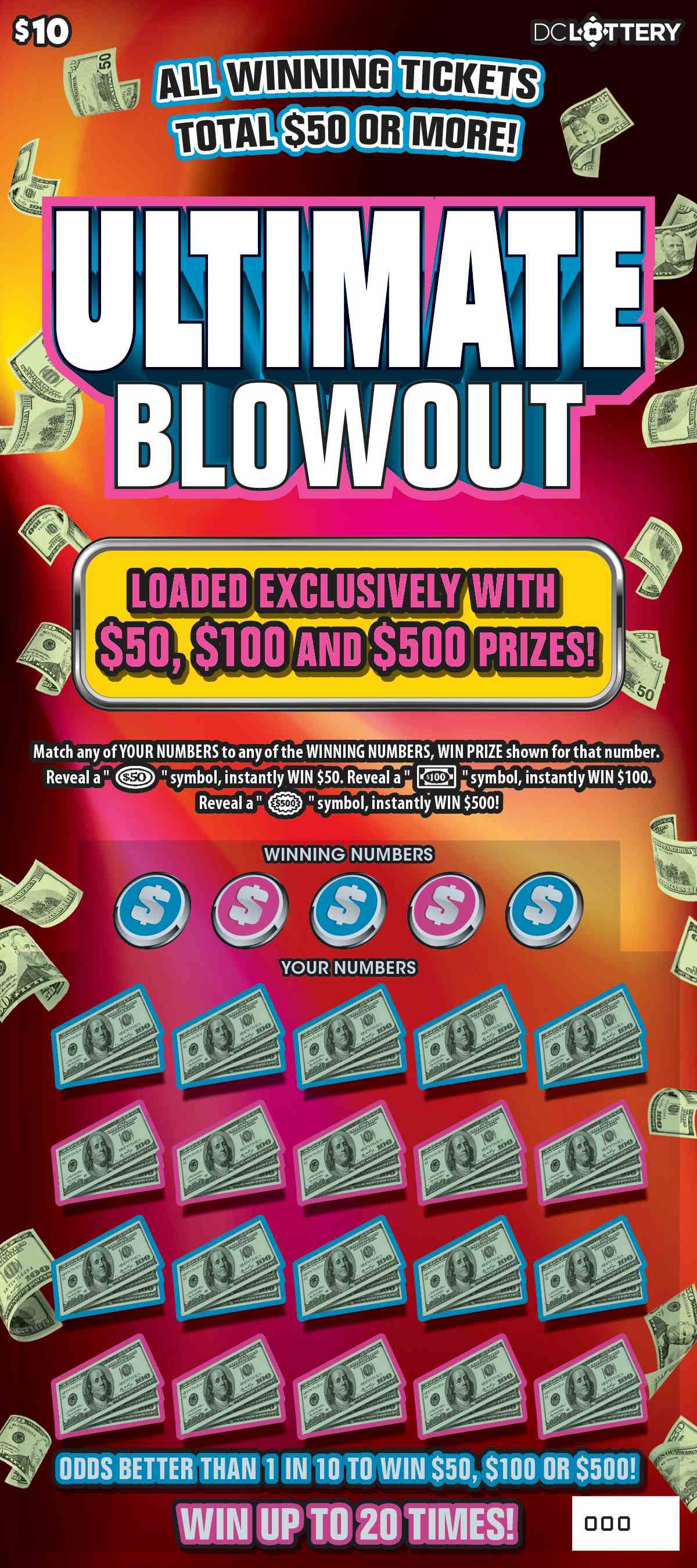 Ultimate Blowout scratchcard - game number #1636 - front