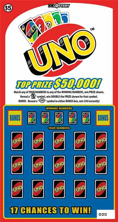 Uno scratchcard - game number #1591 - front