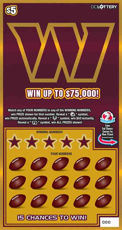 Washington Commanders scratchcard - game number #1631 - front