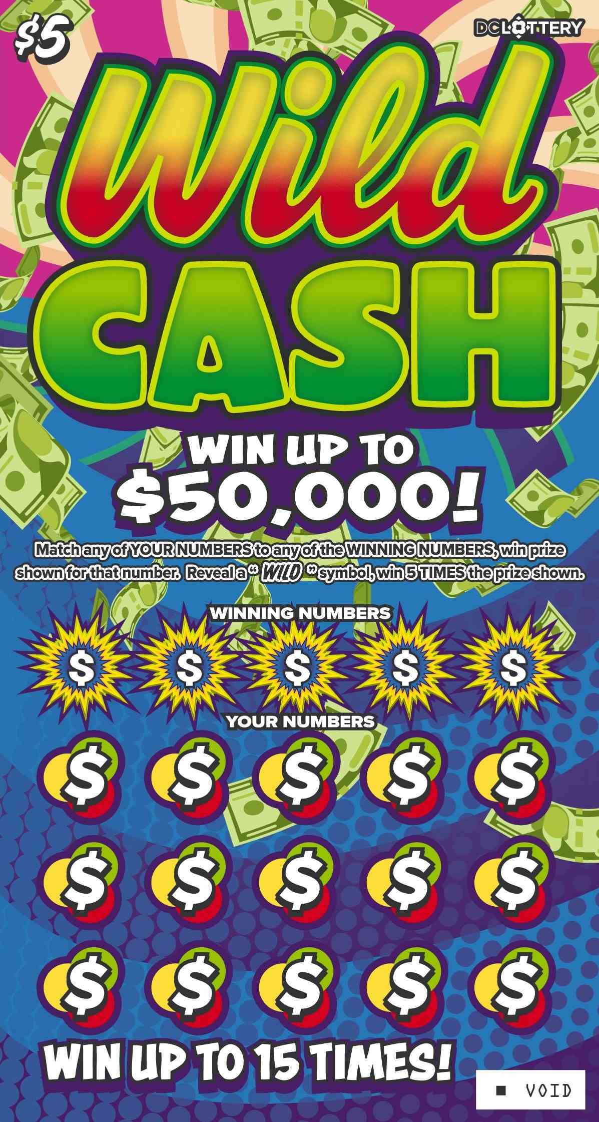 Wild Cash scratchcard - game number #1654 - front