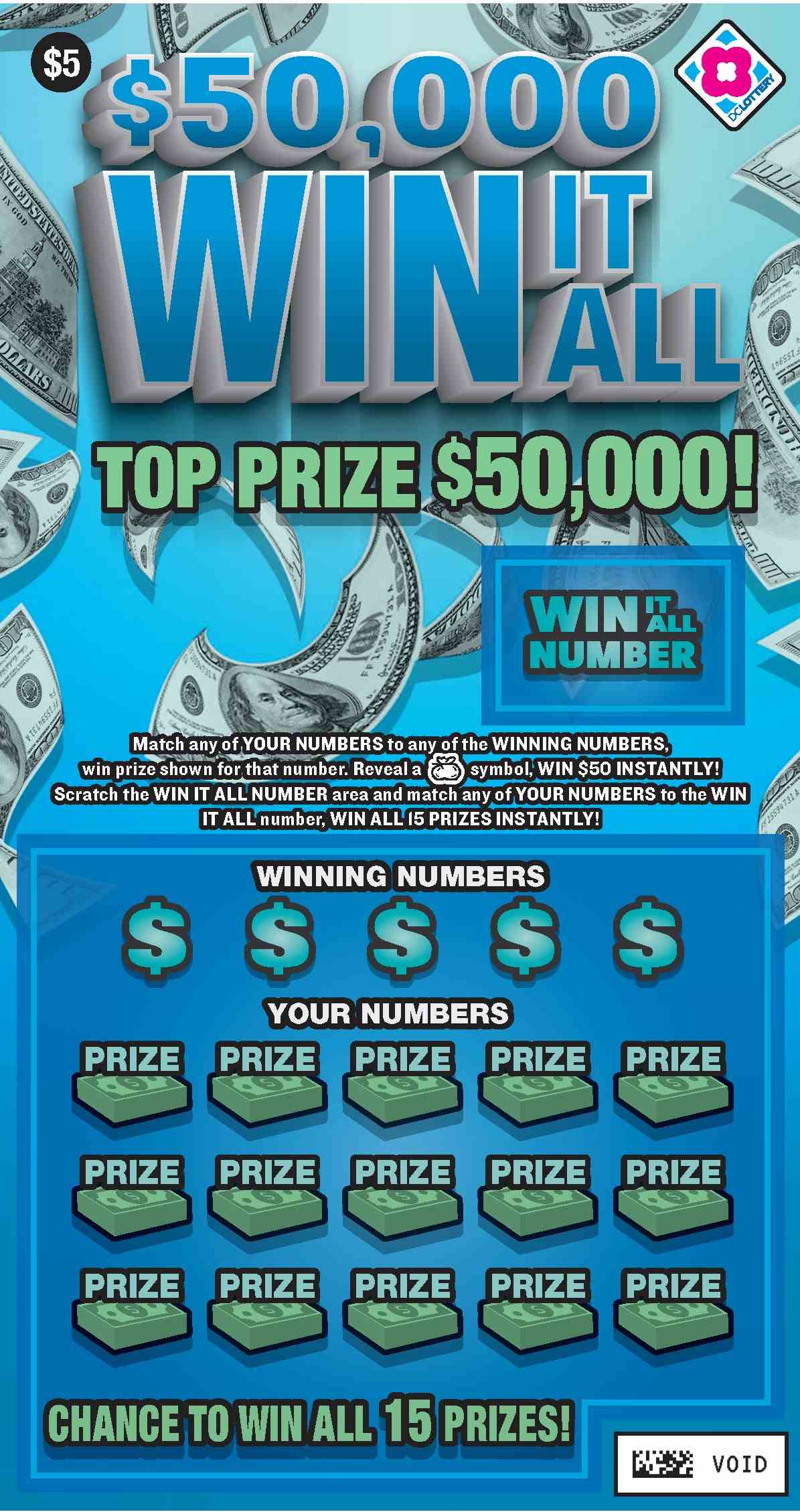 Win It All scratchcard - game number #1572 - front