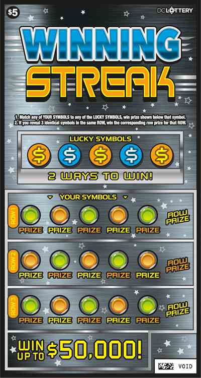 Winning Streak scratchcard - game number #1635 - front